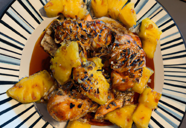 Poulet à l'ananas et sésame