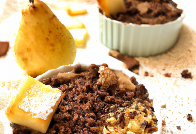 Crumble aux poires et aux pépites de chocolat