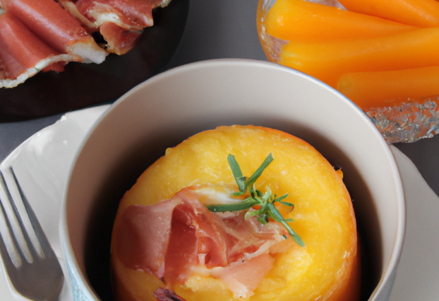 Cocotte de patate douce, coppa et mimolette