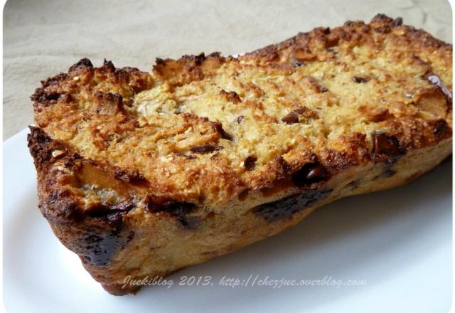 Gâteau de pain perdu poire et chocolat