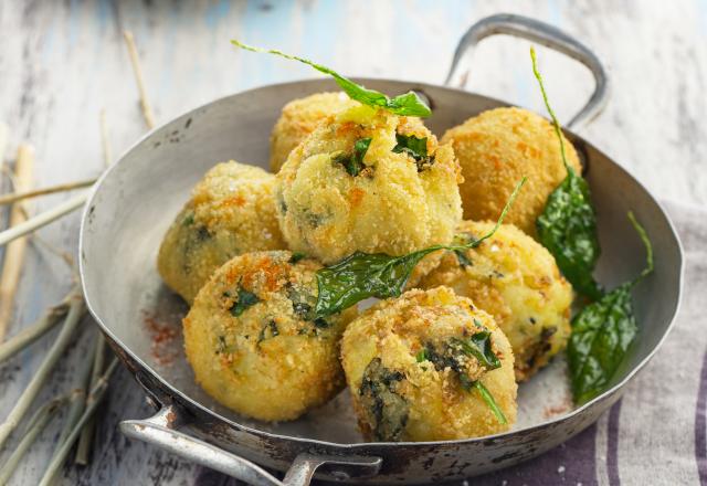 Boulettes pomme de terre épinard et crème parmesan