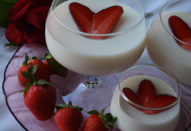 Pannacotta verveine, fraises et roses