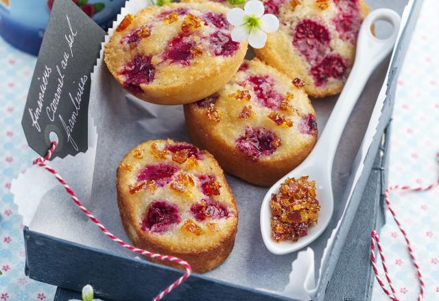 Financiers framboises et caramel croquant salé