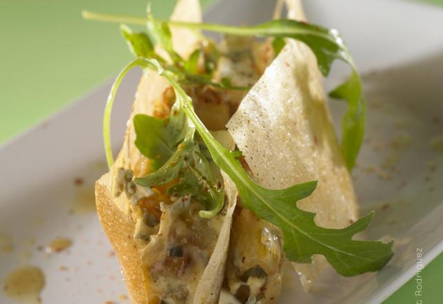 Mille-feuille croustillant et ses légumes fondants au Bresse Bleu