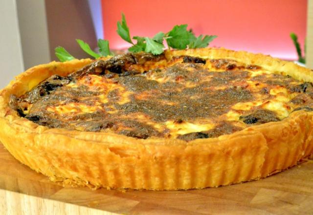 Quiche jambon, fromage et champignons