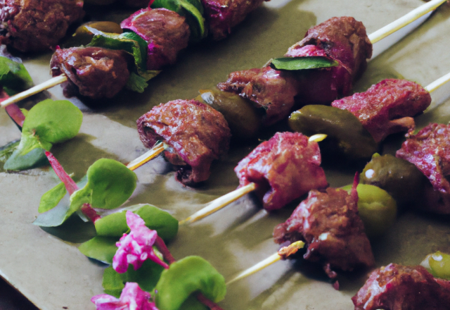 Brochettes de bœuf en robe de shiso