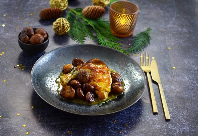 Suprêmes de poulet aux épices et aux châtaignes