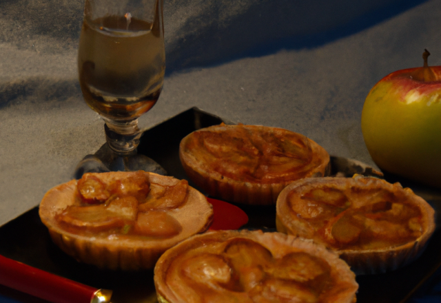 Tartes aux pommes maison avec sa petite compotée  de pommes au sucre vanillé