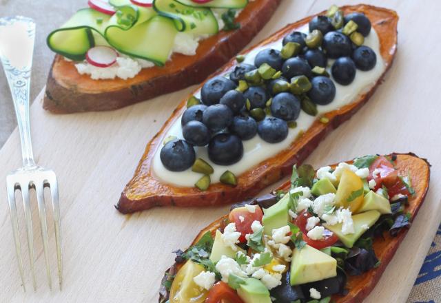 Toasts de patate douce en 3 versions salées et sucrées