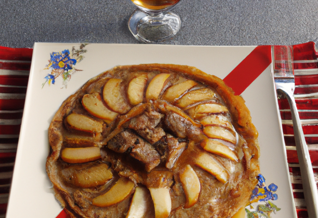 Rosace de boudin ardennais sur crêpe aux pommes et cidre, sirop de Liège