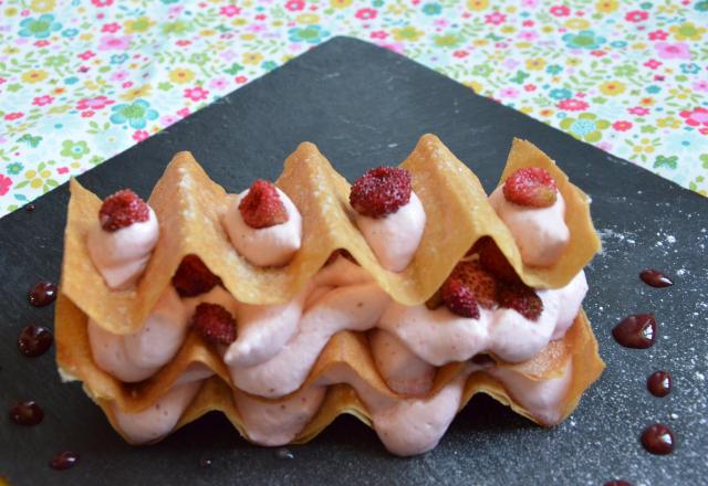 Millefeuille crousillant à la chantilly de gariguettes