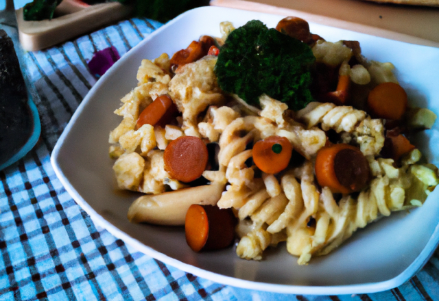 Pâtes aux saucisses Knacki et champignons