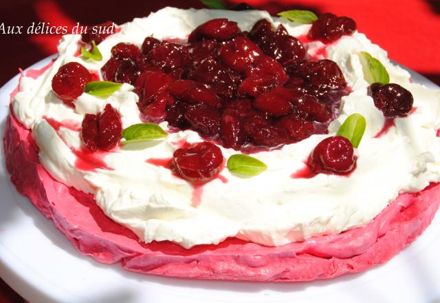 Pavlova très girly aux cerises