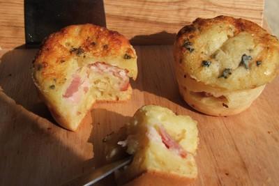 Muffins aux lardons et Saint-Agur