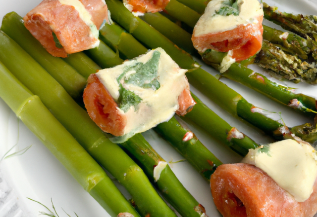 Roulades de saumon aux asperges et au chèvre