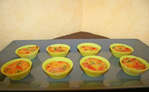 Minis muffins lardons aux trois poivrons