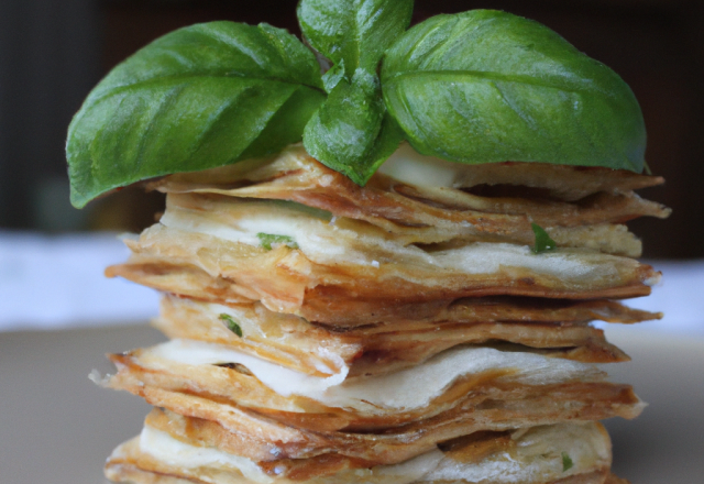 Mille-feuille au croustillant de basilic