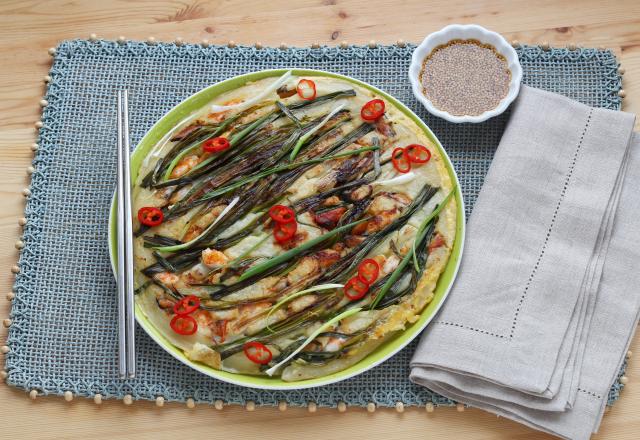 Haemul pajeon (Crêpe coréenne à la ciboule et aux fruits de mer)