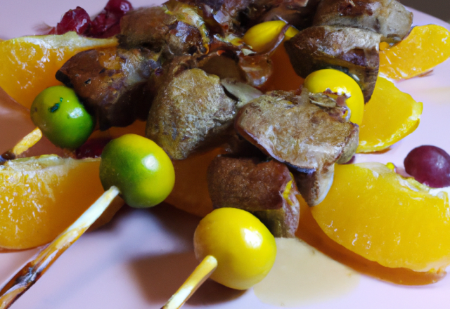 Brochettes de canard aux agrumes