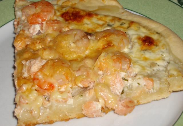 Pizza saumon et crevettes