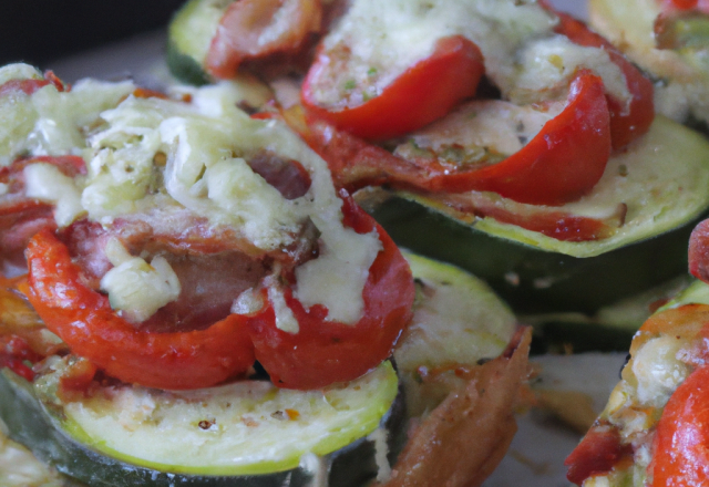 Tartines toastées de tomates et courgettes au fromage de chèvre