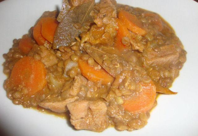 Lentilles au veau et carottes