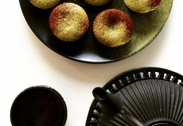 Muffins thé matcha, cœur coulant chocolat