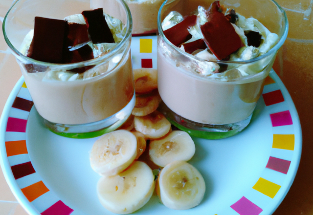 Verrines poire, chocolat et bananes