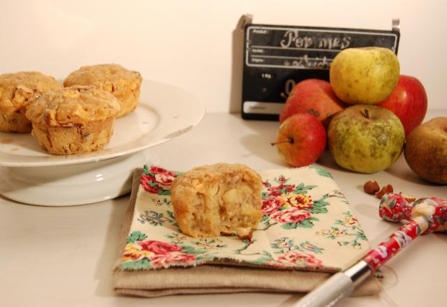 Muffins pommes et noisettes, fourrés de pâte à tartiner