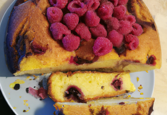 Cake à l'huile d'olive et aux framboises