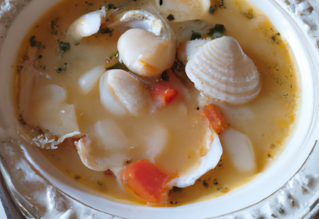 Soupe de Saint-Jacques, au bouillon Ariaké de Coquillage