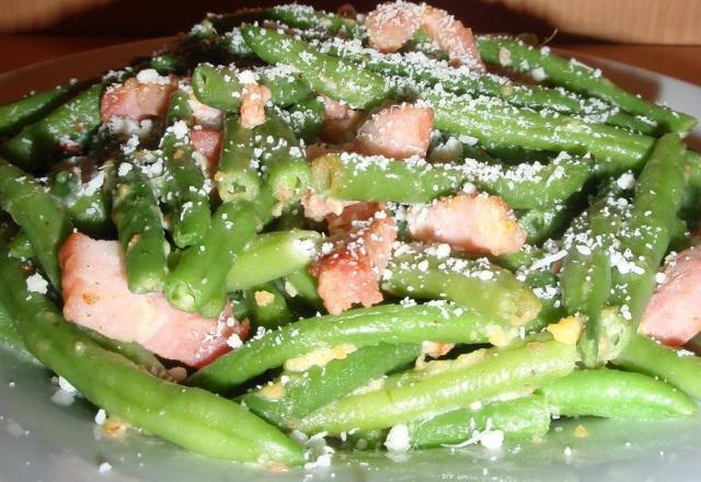 Haricots verts à la carbonara