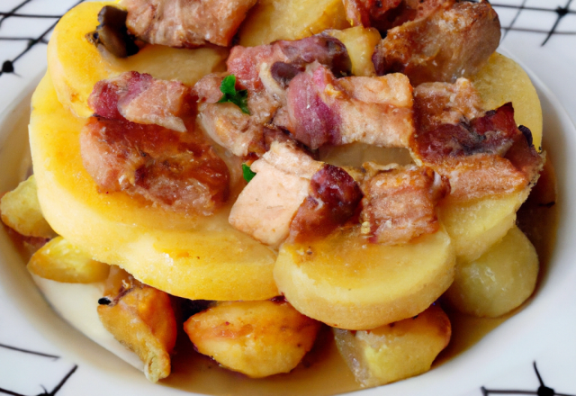 Tartiflette de mignon de porc d'antan au maroilles