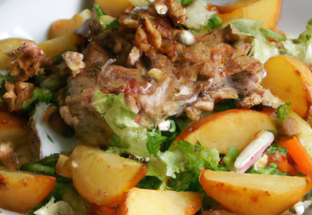 Salade de lapin aux pommes de terre et noisettes