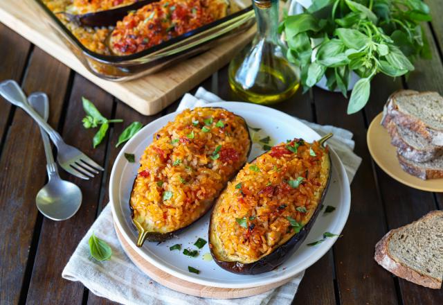 Barquettes d'aubergines au riz