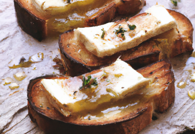 Toasts de brie de Meaux au lard craquant