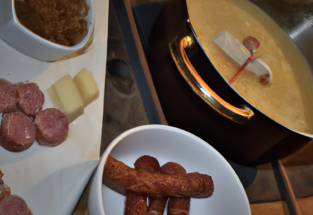 Fondue au Val de Loue et saucisse de Morteau