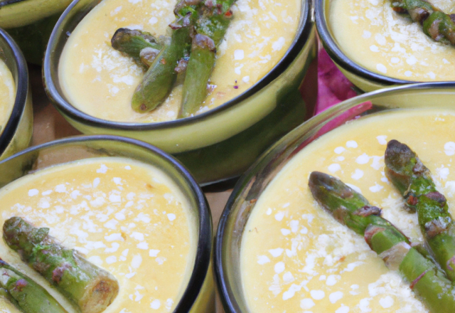 Petits flans d'asperges vertes au bain-marie