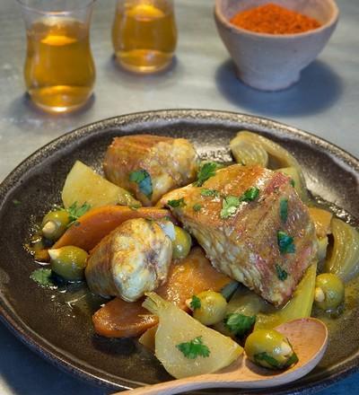 Tajine de grondin aux légumes d'hiver