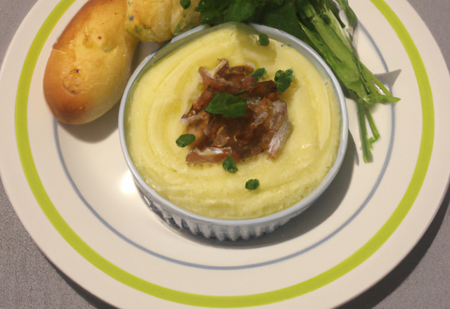 Parmentier à la brandade de morue et fondue de poireaux