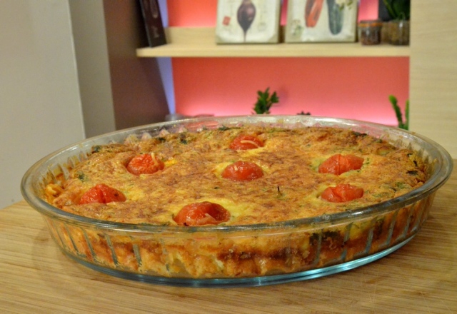 Quiche lorraine sans pâte au fromage de brebis Etorki