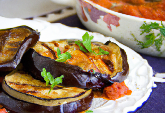 Julienne d'aubergines grillées à la sauce tomate