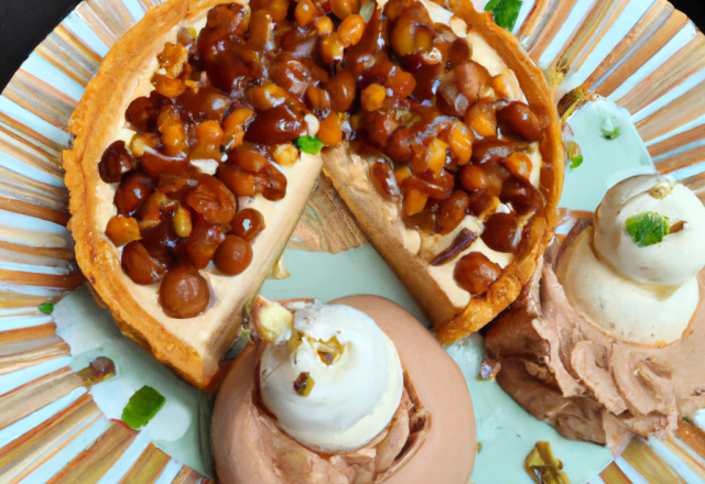 Tarte au café, nougatine et glace au café