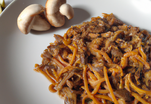 Spaghettis bolognaises aux protéines de soja et champignons