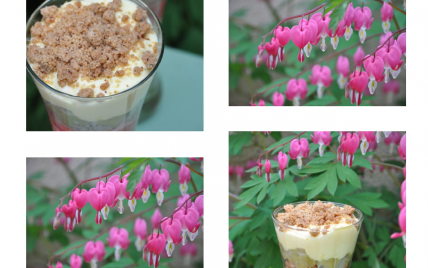 Verrine printannière rhubarbe-fraise au crumble de noisettes