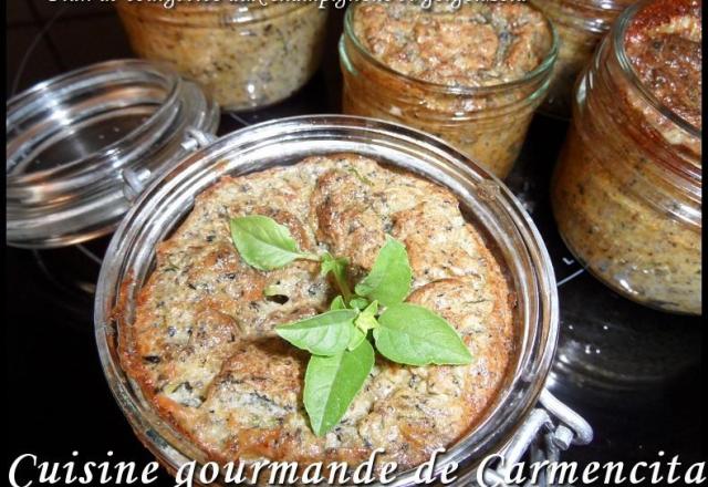 Flan de courgettes et champignons de paris au gorgonzola