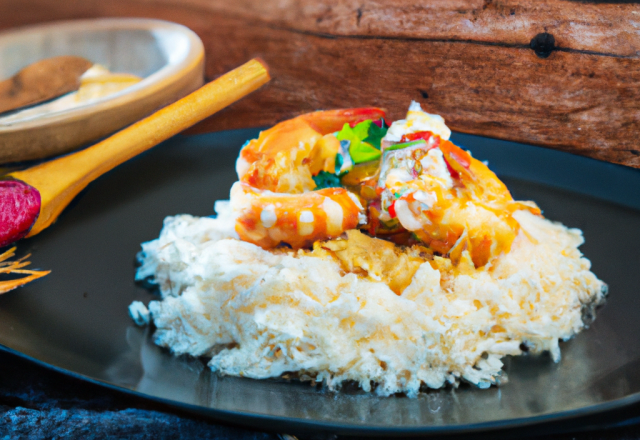 Rougeaille de gambas à la crème et riz basmati