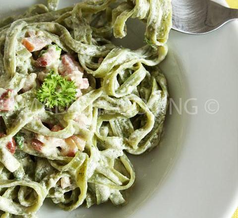 Tagliatelles épinards à la carbonara