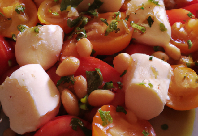 Salade de féves, tomates et mozzarella