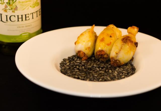 Black risotto et encornets au chorizo